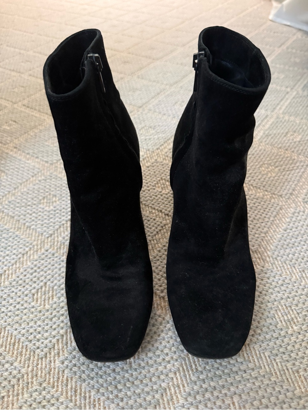 Vince Black Suede Ankle Booties with Side Zip